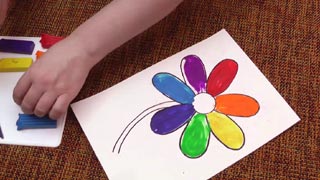 Рисуем цветик-семицветик по шаблону-раскраске с помощью пластилина